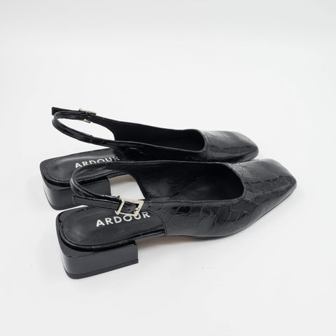 Zadie Slingback - Black Croc