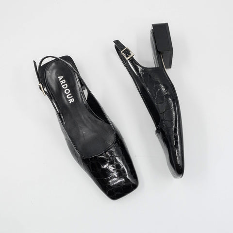 Zadie Slingback - Black Croc