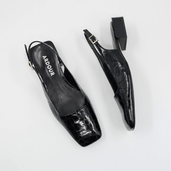 Zadie Slingback - Black Croc