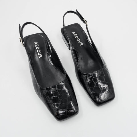 Zadie Slingback - Black Croc