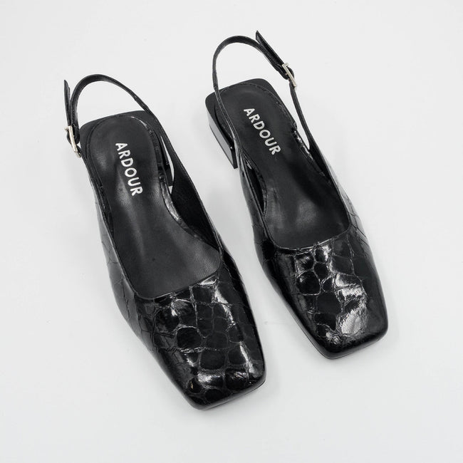 Zadie Slingback - Black Croc