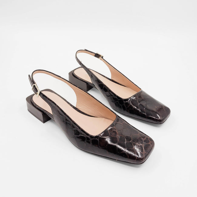 Zadie Slingback - Chocolate Croc