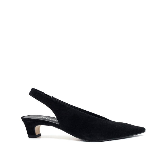 Noa Pointed Slingback - Black Suede