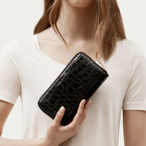 Maxi Wallet - Black Croc