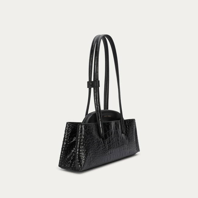 Mini Vault Tote - Black Croc