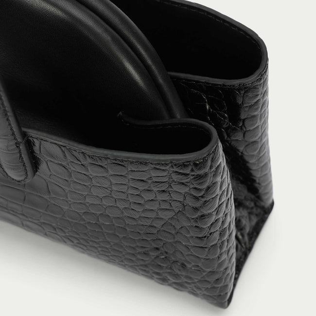 Mini Vault Tote - Black Croc