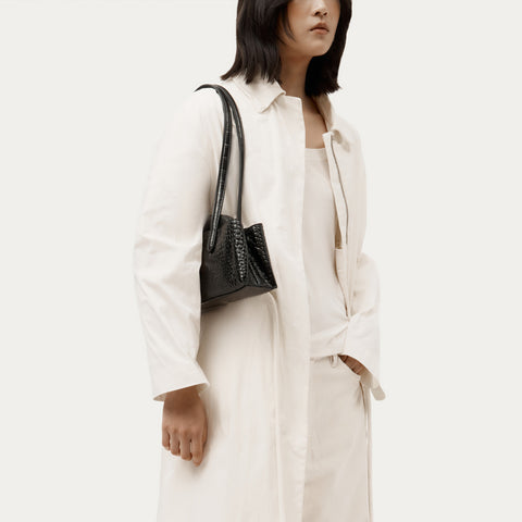 Mini Vault Tote - Black Croc