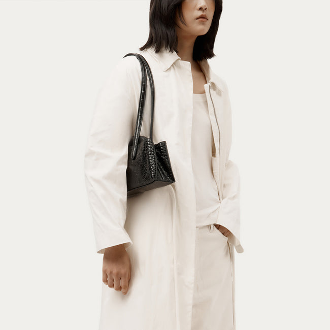 Mini Vault Tote - Black Croc