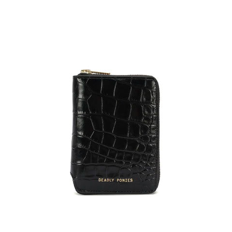 Mini Wallet - Black Croc
