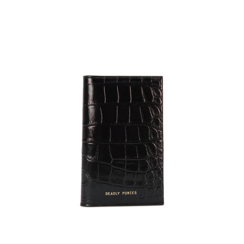 Passport Wallet - Black Croc