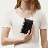 Passport Wallet - Black Croc