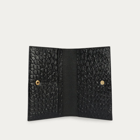 Passport Wallet - Black Croc