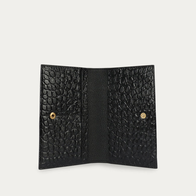 Passport Wallet - Black Croc