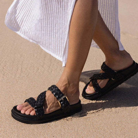 Aki Braided Slide - Black