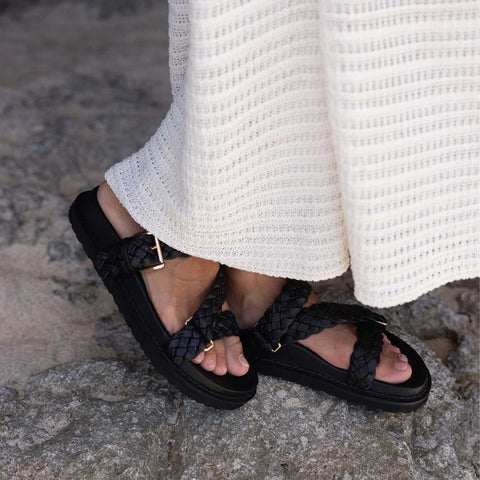 Aki Braided Slide - Black