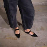 Pointed Mule - Black Suede