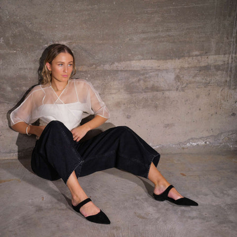 Pointed Mule - Black Suede