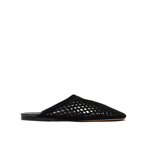 Jade Flat - Black Suede