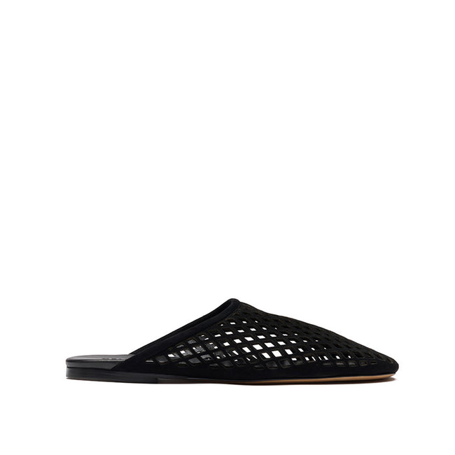 Jade Flat - Black Suede