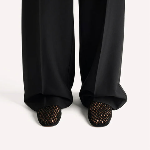 Jade Flat - Black Suede