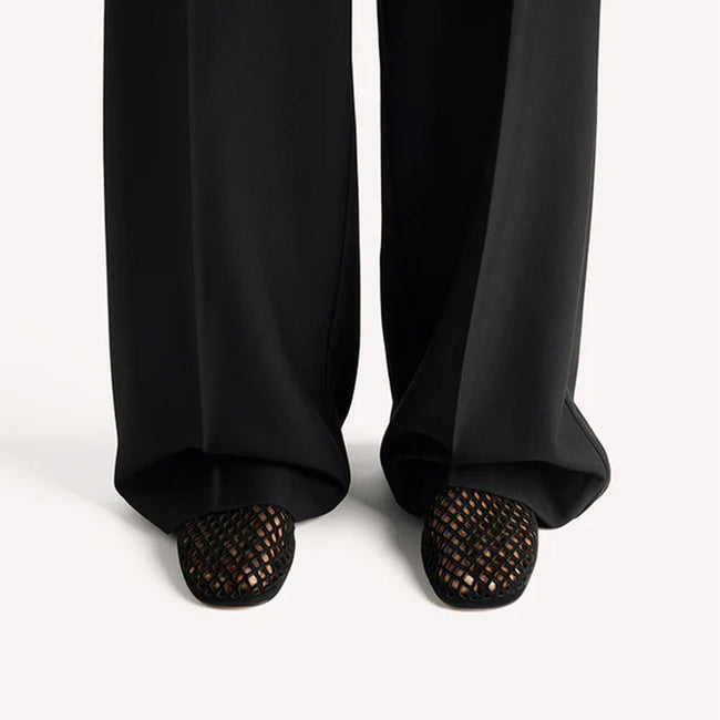 Jade Flat - Black Suede