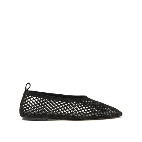 Lou Perforated Flat - Black Suede
