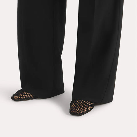 Lou Perforated Flat - Black Suede