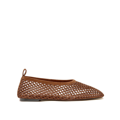 Lou Perforated Flat - Toffee Suede