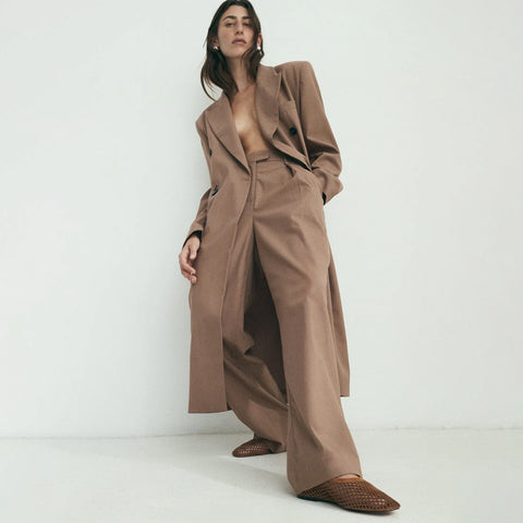 Lou Perforated Flat - Toffee Suede