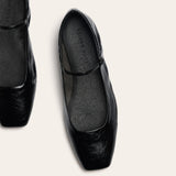 Phoebe Flat - Black Crinkle Patent