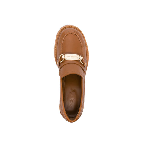 Mid Heel Loafer - Tan