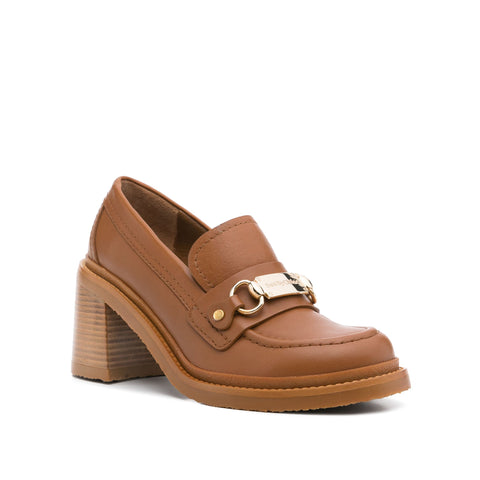 Mid Heel Loafer - Tan