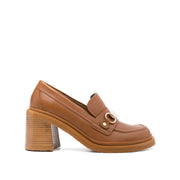 Mid Heel Loafer - Tan