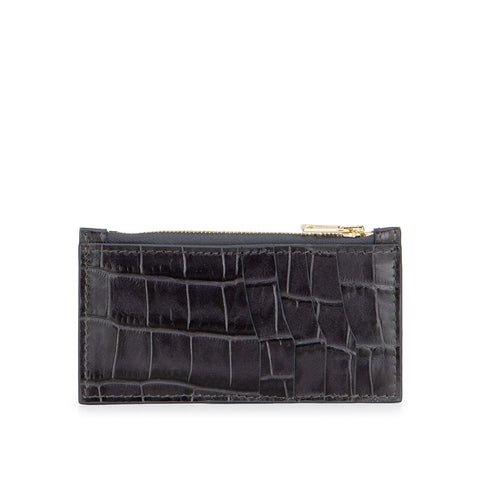 Zip Card Holder - Black Croc