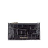 Zip Card Holder - Black Croc